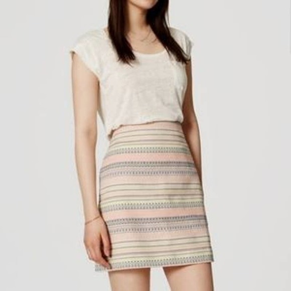 LOFT Dresses & Skirts - LOFT Pink and Blue Striped Aztec Skirt 4P